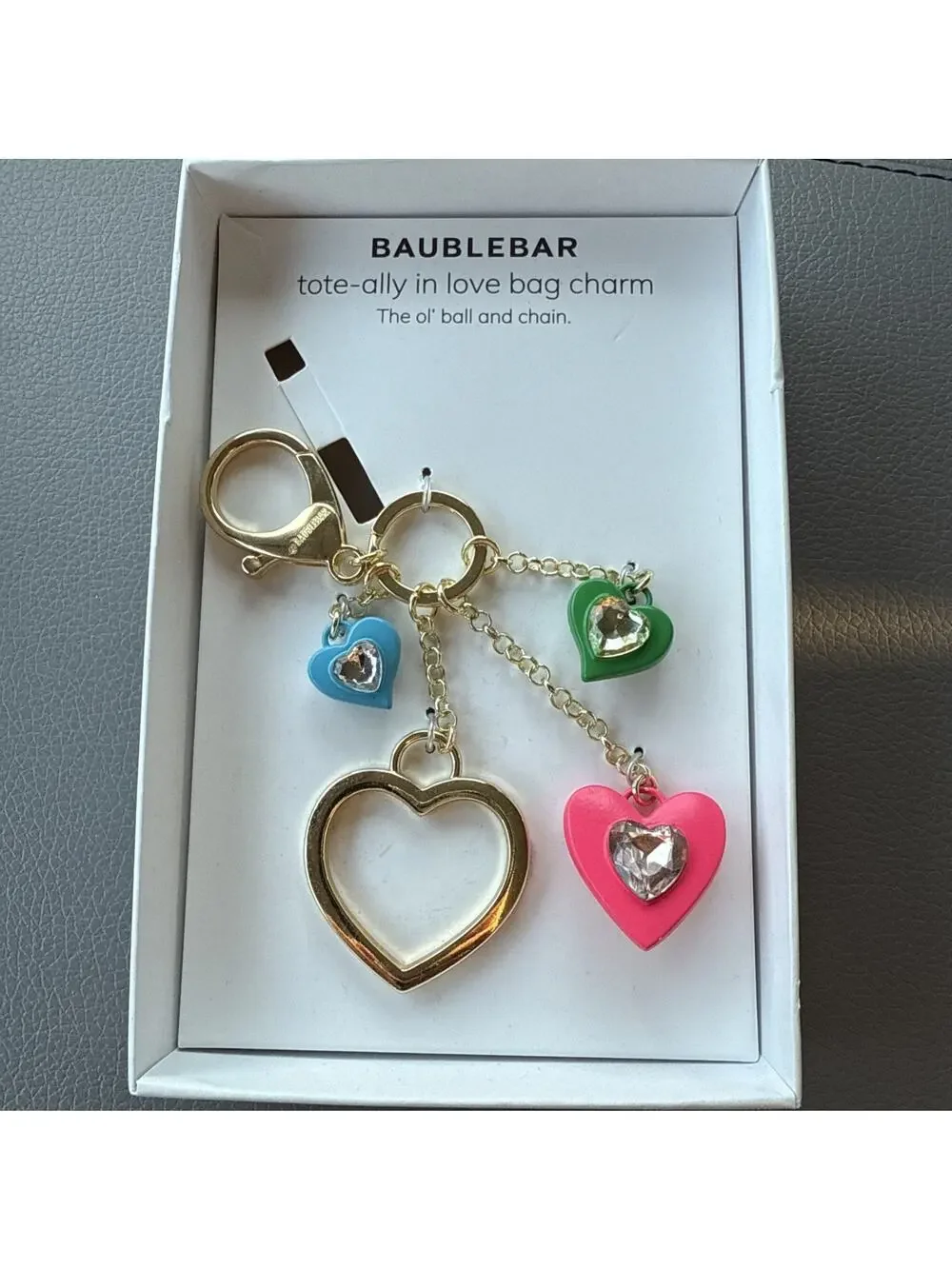 BaubleBar Tote Ally In Love Bag Charm Rhinestone Hearts The Ol’ Ball And Chain
